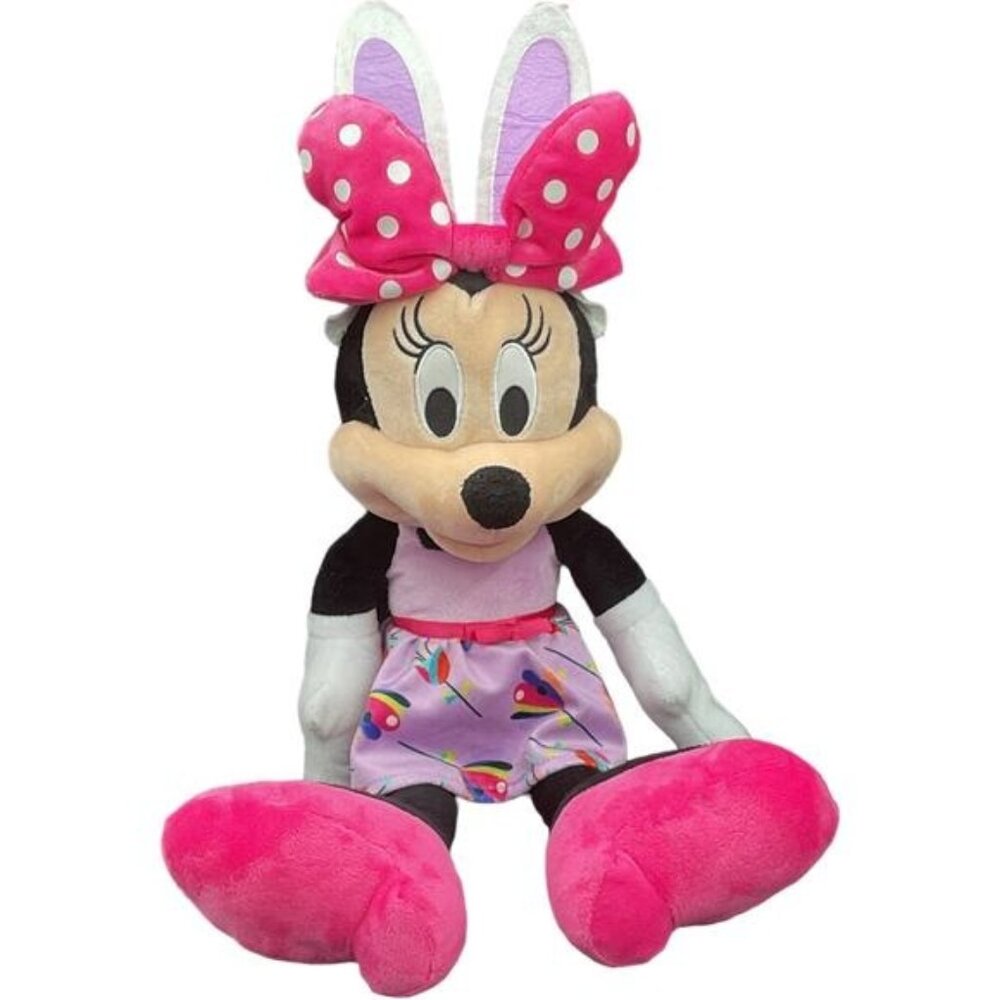 Disney Minnie Mouse Plush Doll 21" Pink Bow & Dress Polyester